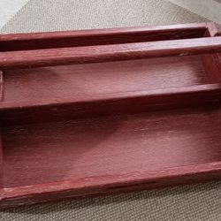 Vintage Style. Shabby Decor. Red Box With Handle. Tool Style. Solid.  