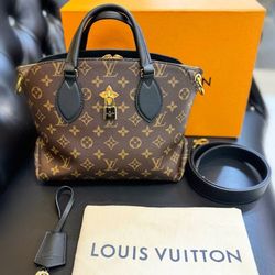 LOUIS VUITTON M44347 Flower Zipped Tote Monogram Canvas MM Brown Bag