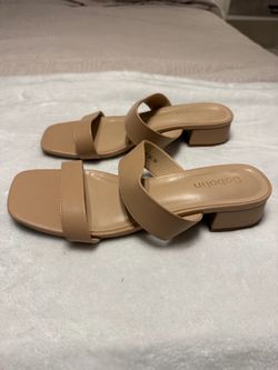 Dobotin Nude Block Heel Slide Sandals