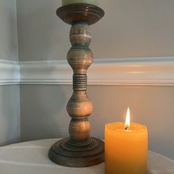 12” Long Beautiful Hand carved Wood 🪵 XL Candle Holder 