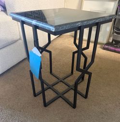 Marble Top Side Table with Metal Base “HEAVY”