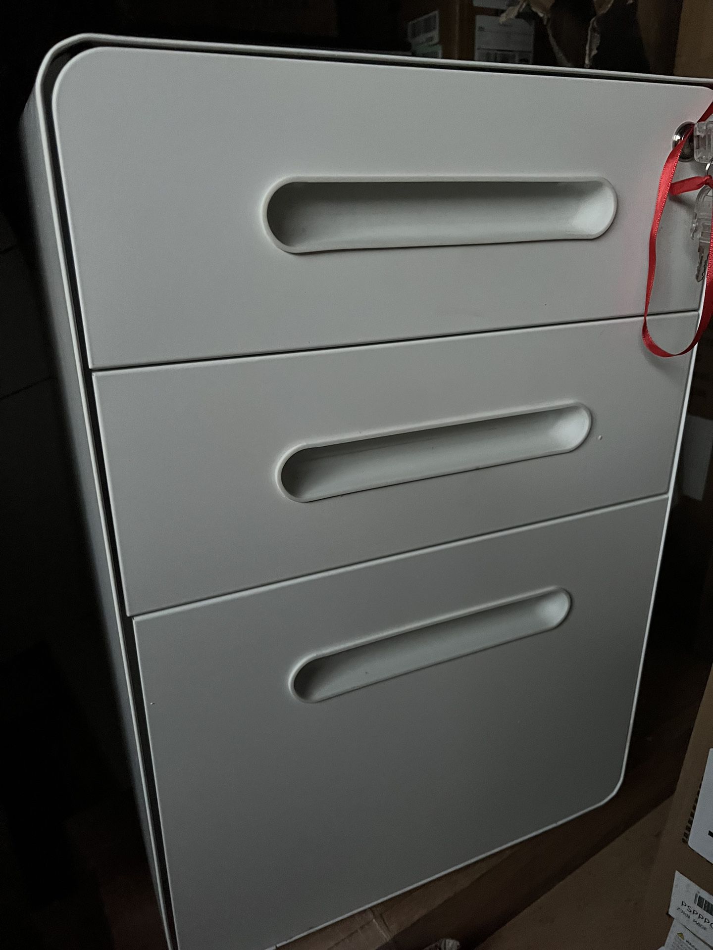 3-Drawer Metal Filing Drawers Lockable Rolling File Cabinet in White