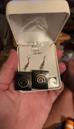 Beautiful wood inlay earrings