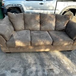 Brown Microfiber Faux Suede Couch 