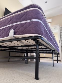 Queen Heavy Duty Metal Bed Frame Black | 14" High | No Box Spring Needed | 60" × 80"