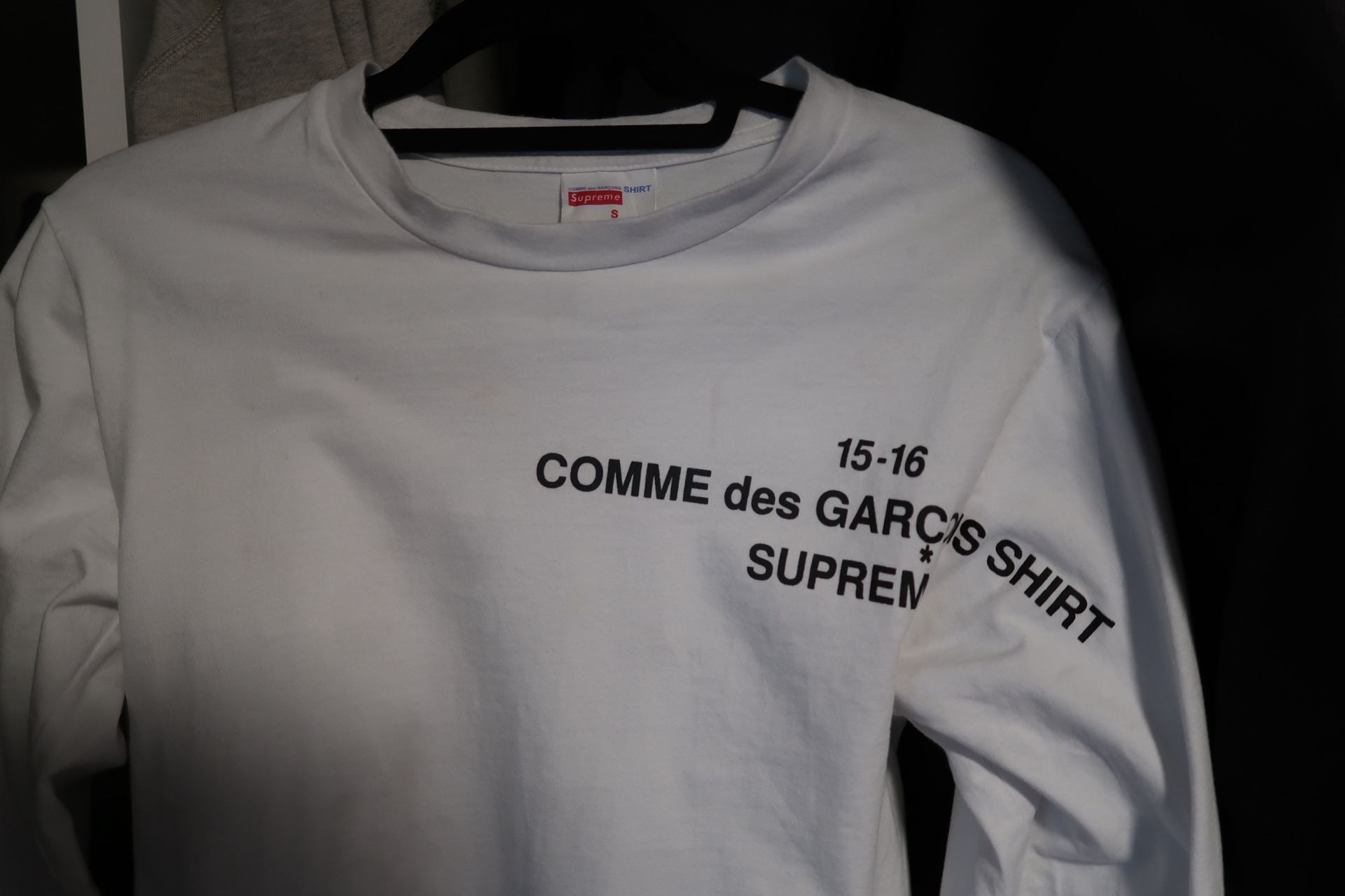 Supreme x Comme des Garçons SHIRT 15-16 L/S Tee — White, Size Xs