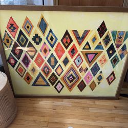 Extra Large 45” x 57” Framed Geometric Wall Art – Statement Piece (Boho / Tribal Style)