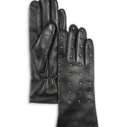Aqua Studded Leather Tech Gloves - 100% Exclusive  - BLOOMINGDALES - $98