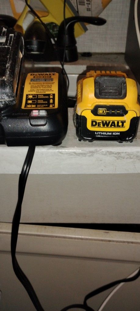 4 DeWalt batteries 2 20volt 2 12 volt with a 20volt/12volt charger all works perfectly no issues just need gone