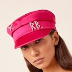 RB Hat Swarovski Off White Crystal Luxury Tears Satin Hot Fuchsia Cap Paris Designer Ami Ruslan Sexy Pink Spider Denim 