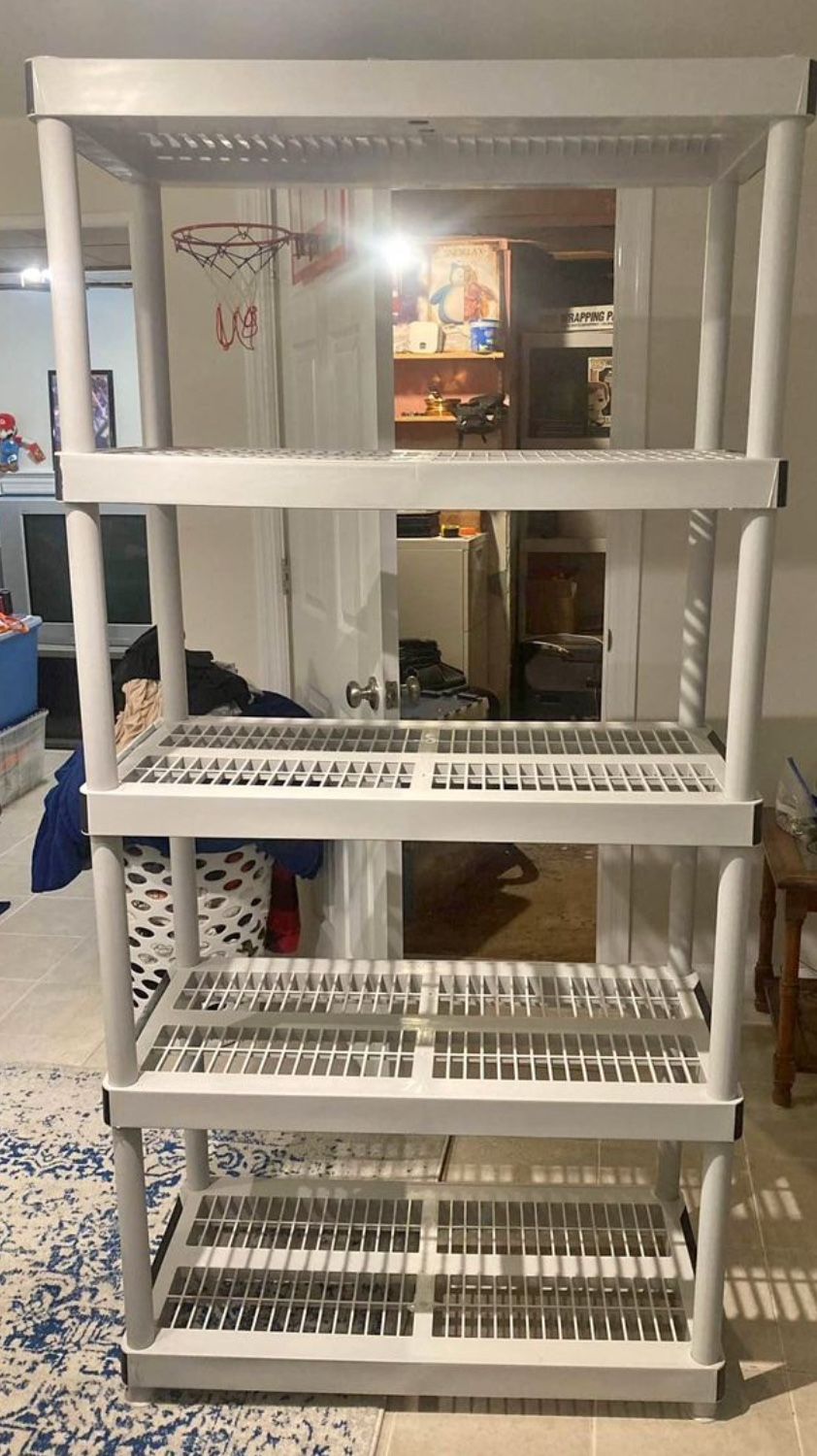 5-Tier Plastic Garage Shelving Unit (2 Available)