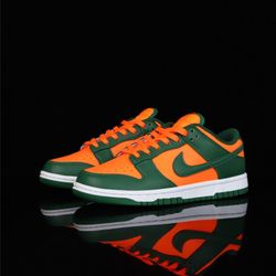 A pair of orange and green shoes