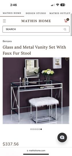 Glass Vanity + Fur Stool