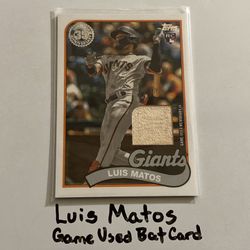 Luis Matos San Francisco Giants Outfielder Topps Short Print Game Used Bat Insert Card. 