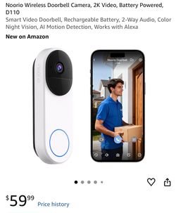 Smart Video Doorbell, Rechargeable Battery, 2-Way Audio, Color Night Vision, AI Motion Detection, Works with Alexa