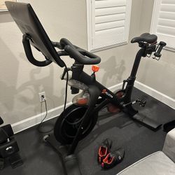 Peloton 2nd Generation Bike With Weights And Cycling Shoes
