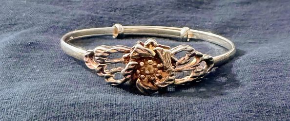🌹 925 Sterling Silver Rose Tone Floral tBracelet $30 OBO