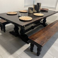 Rustic 7’ Table With 2 Bench Seats. Incredible Piece Seats 8