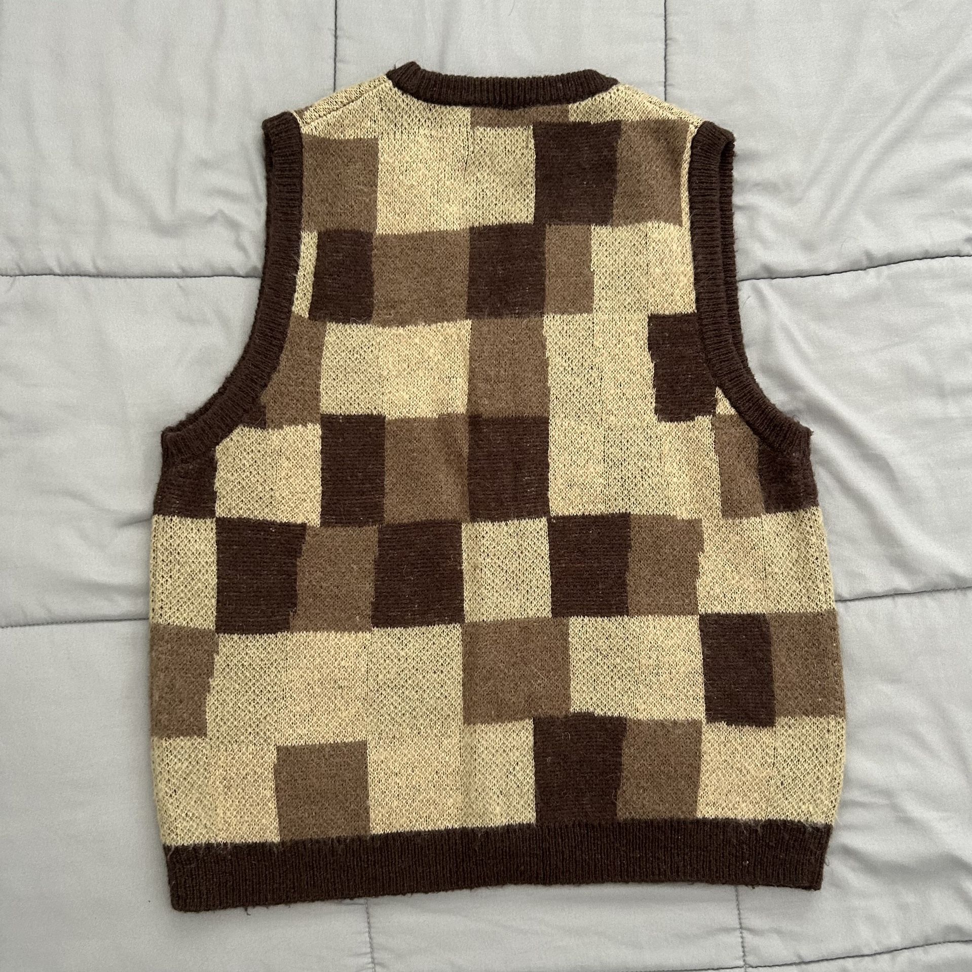 Stussy Wobbly Check Sweater Vest Small