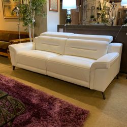 White Leather Power Sofa