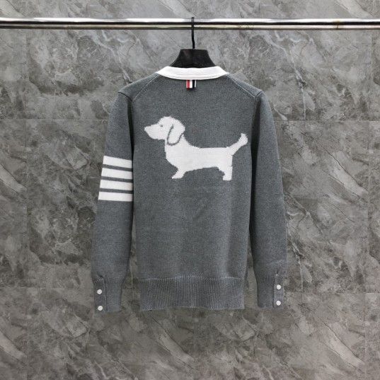 White edge back puppy cardigan coat loose sweater