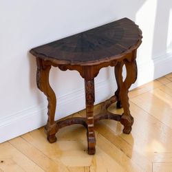 Stunning Vintage Sunburst Demilune Console Table