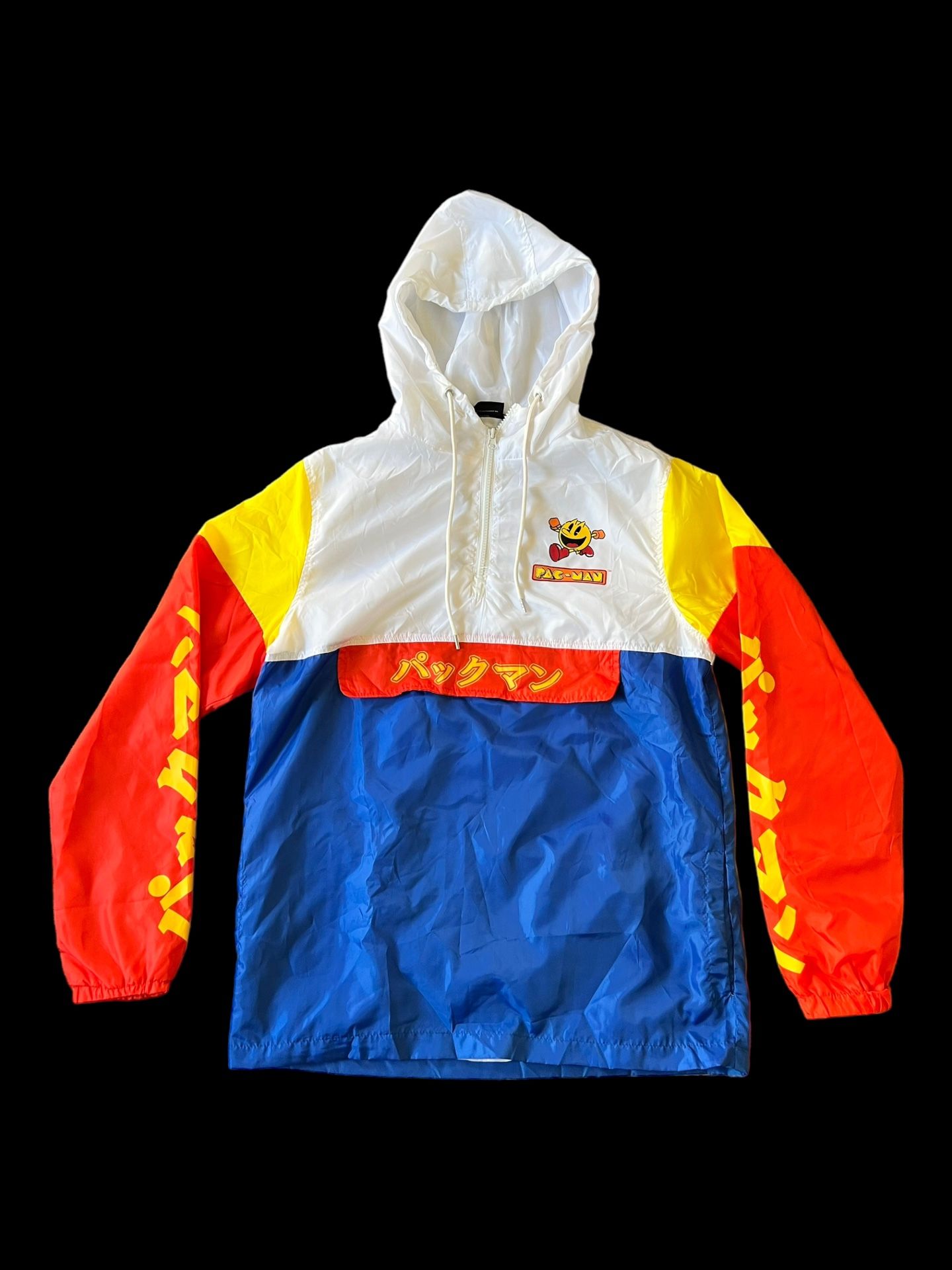 Pac Man Japanese Katakana Windbreaker Jacket Medium -Retro Pac Man