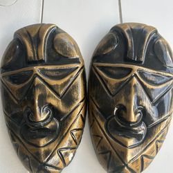 Two Handmade African Mask Made Of Stone 
