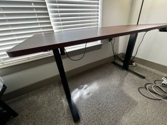 55 x 28 Inches Electric Height Adjustable Standing Desk with Drawer and Memory Preset, Cherry