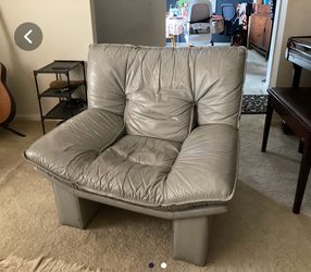 Gray Leather Accent Chair