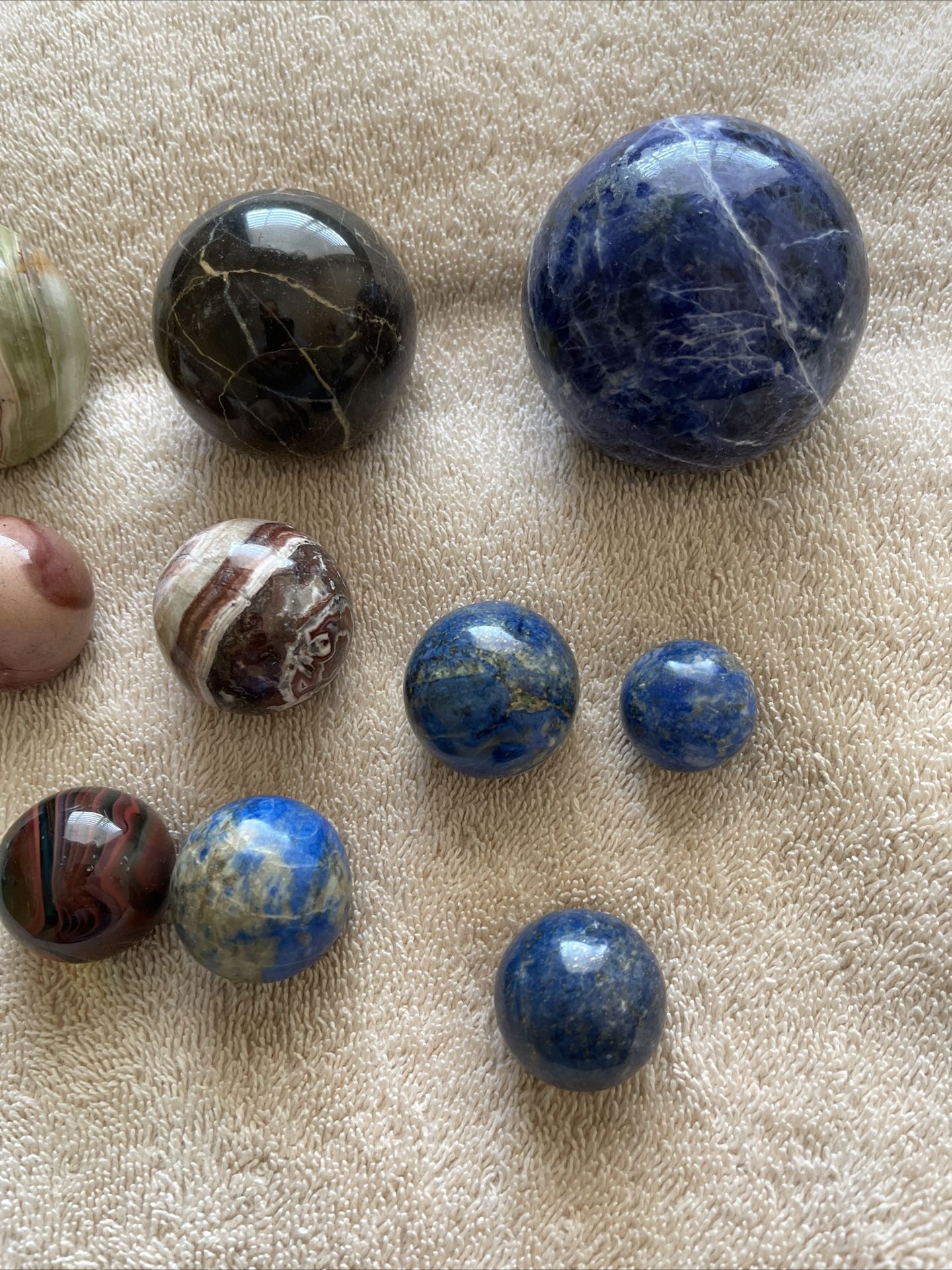 Lot, Assortment Marble / Spheres , Gemstones , Lapis , Small , Large