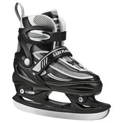 Lake Placid Summit Boy's Adjustable Ice Skate Black/White Medium (1-4), Four Size Adjustable