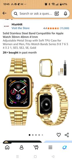 Solid Stainless Steel Band Compatible for Apple Watch 38mm 40mm 41mm
Adjustable Metal Strap with Soft TPU Case for Women and Men, Fits iWatch Bands