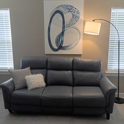 Leather Sofa With Dual Power Recliners