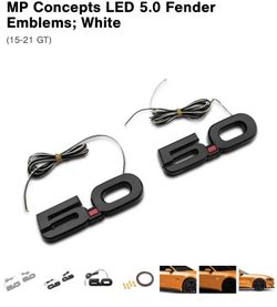 MP Concepts LED 5.0 Fender Emblems; White. 2015 and up