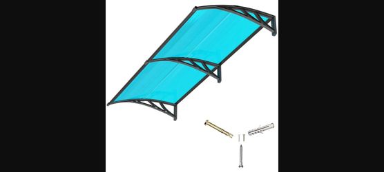 GGNEBAI 40" x 80" Polycarbonate Door/Window Awning Canopy - Blue, UV/Rain/Snow Protection