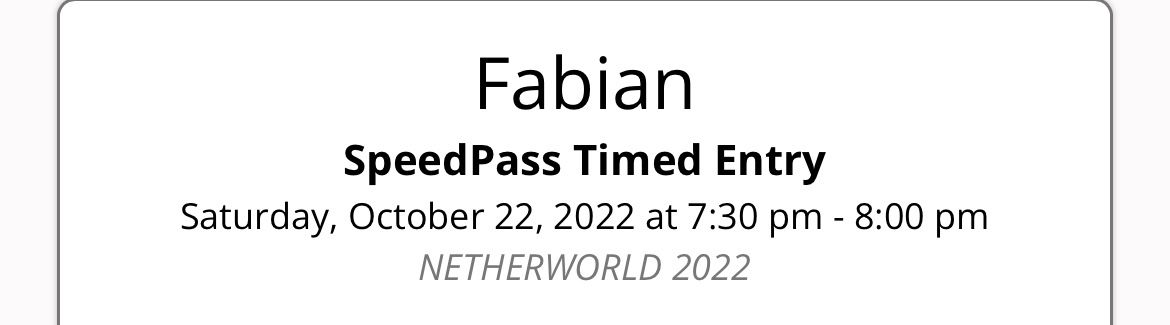 2 Netherworld Speedpass Tickets