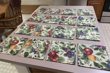 Vintage Cloth napkins, set of 16, Sakura Sonoma fruit pattern