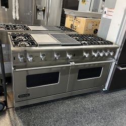 Viking Stainless Steel 60” Range Stove Griddle Grill All Gas