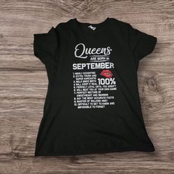 Port & Company Fan Favorite Black  T-Shirt L "Queens are Born In September"
