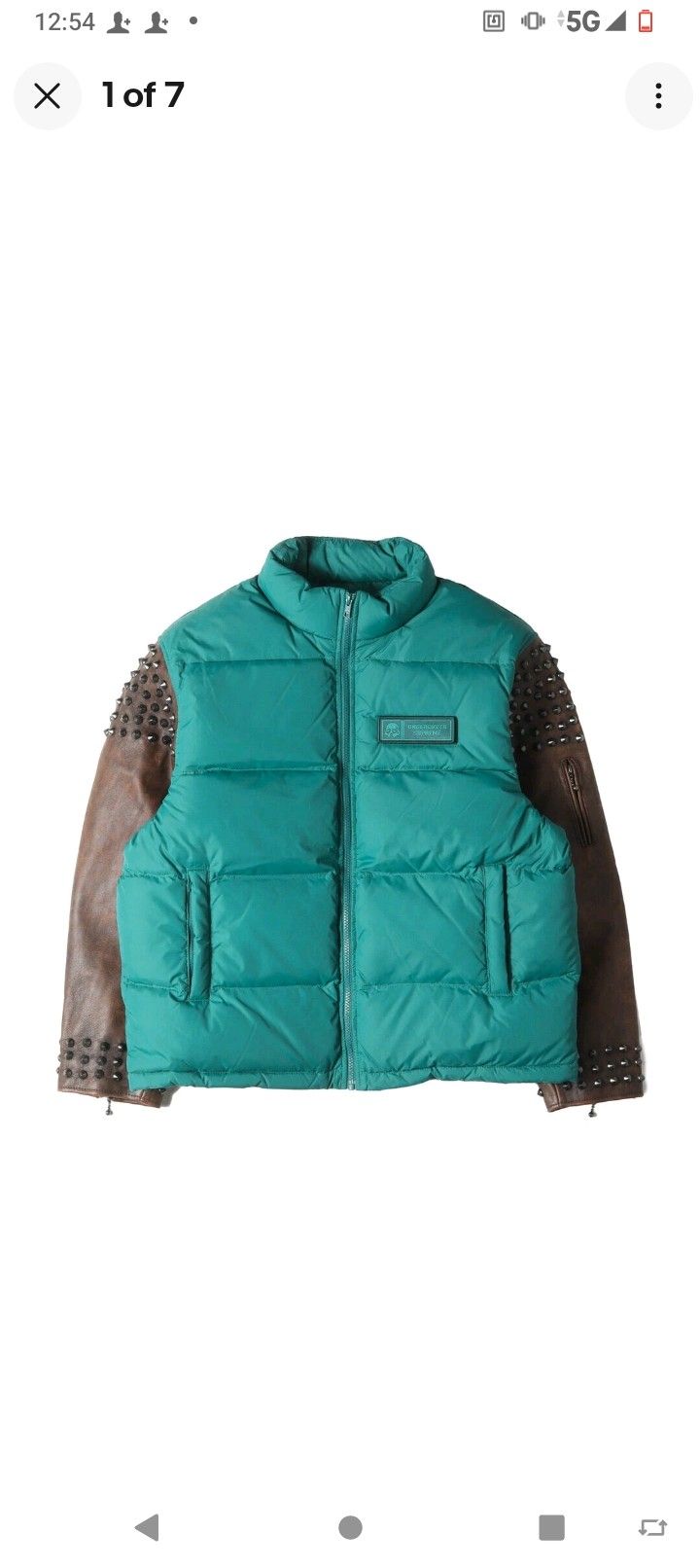 "Supreme "UNDER COVER 23SS Puffer Jacket with studs and leather sleeves,