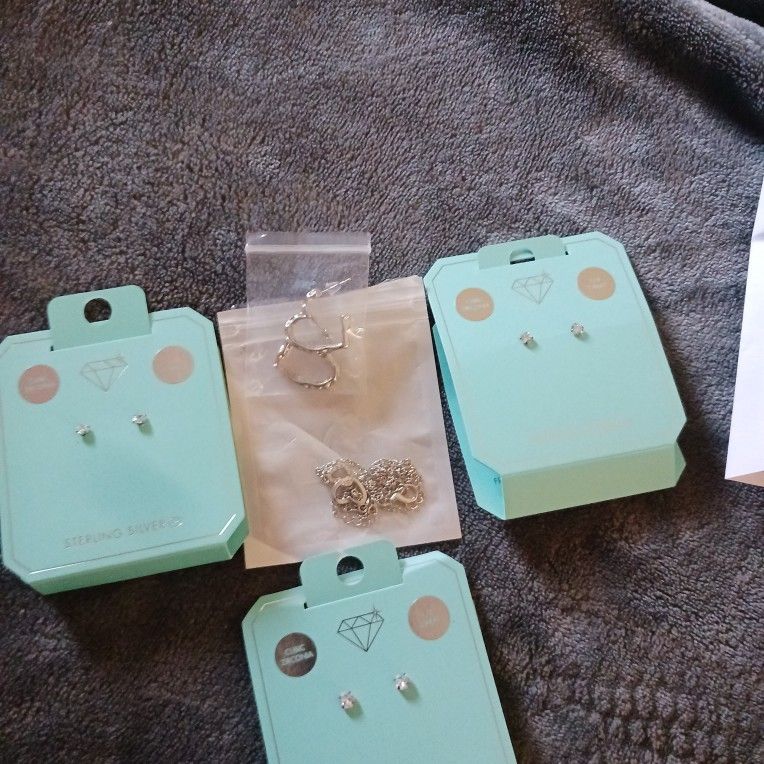 Aretes Y Cadena .sterling Silver