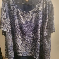 Michael Kors Women's Blue Paisley Print Blouse Size 3X