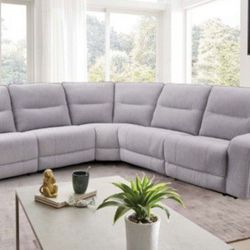 Brand New Plush Power Reclining Sectional Sofa (Light Grey)