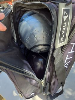 Rolling bowling bag and balls