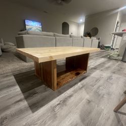 Red Wood  Natural Organic Modern Coffee Table 