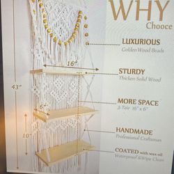 Macrame Wall Hanging 3 Tiers Shelf (Only 2 Left)
