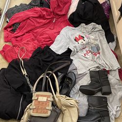 Lots of used women's clothing in sizes L and XL, in good condition.