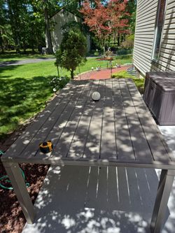 Outdoor table metal gray
