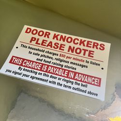 Funny Door Soliciting Sticker 
